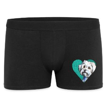 Malteser Portrait - Männer Boxer Shorts - Schwarz - Vorne