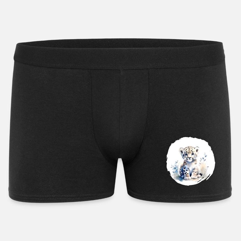 Aquarelle de léopard des neiges - Boxer Homme - noir