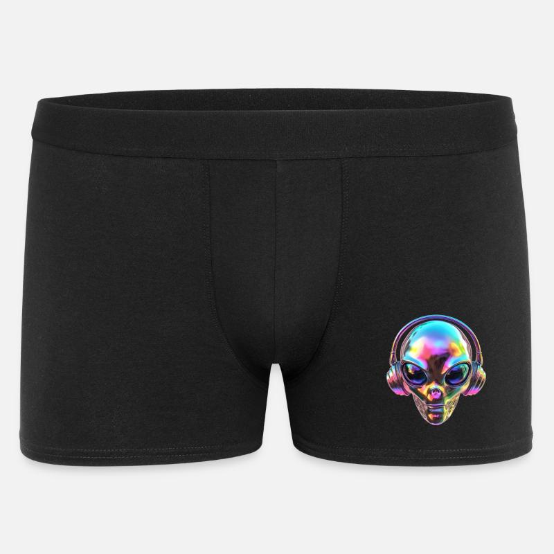 Chromatischer Alien-Kopf mit Kopfhörern - Männer Boxer Shorts - Schwarz