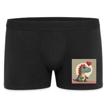 Herz-Dino: Liebesfreundlicher Charme - Männer Boxer Shorts - Schwarz - Vorne