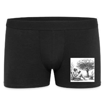 Woman drinking coffee and reading a book - Men's Boxer Shorts - black - Front