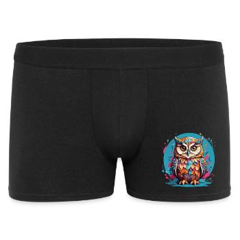Adorable hibou sur des éclaboussures de couleur - Boxer Homme - noir - Devant