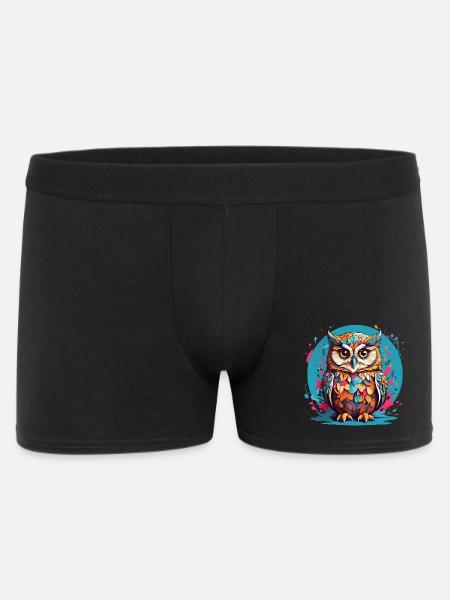 Liebenswerte Eule auf Farbklecksen - Männer Boxer Shorts - Schwarz