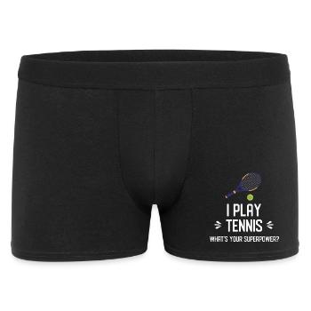 Je joue au tennis. Quel est votre superpouvoir ? - Boxer Homme - noir - Devant
