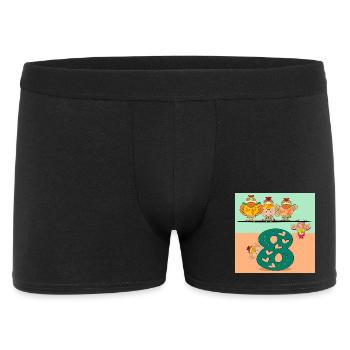 Zahl Acht - Hühner - Männer Boxer Shorts - Schwarz - Vorne