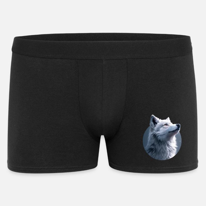 Weißer Wolf Illustration - Männer Boxer Shorts - Schwarz