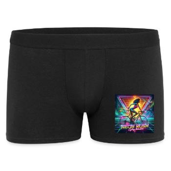 Neon Rush - Girl cycling 80s style poster - Men's Boxer Shorts - black - Front