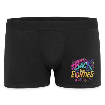 Bunte 80er Jahre Neon Schriftzug - Männer Boxer Shorts - Schwarz - Vorne