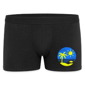 Vintage Beach Blue Yellow - Men's Boxer Shorts - black - Front