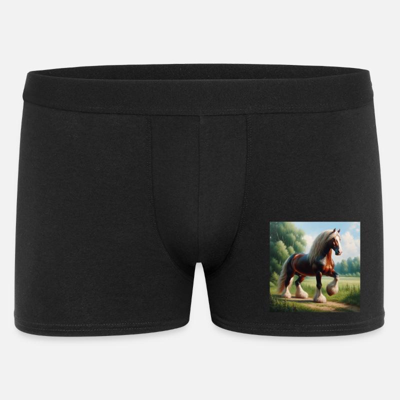 Aquarell Percheron Pferd - Männer Boxer Shorts - Schwarz
