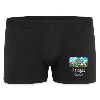 Patmos, Grèce, île de vacances, plage - Boxer Homme - noir - Devant