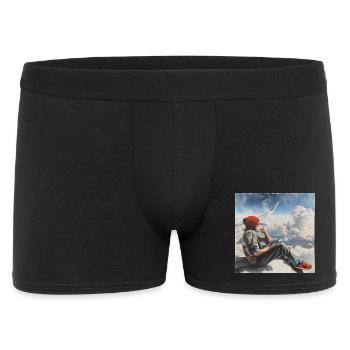 Homme assis sur la turbine de l’avion et fumant - Boxer Homme - noir - Devant