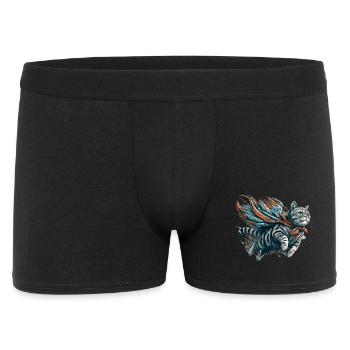 Super Katze Britisch Kurzhaar BKH getigert - Männer Boxer Shorts - Schwarz - Vorne