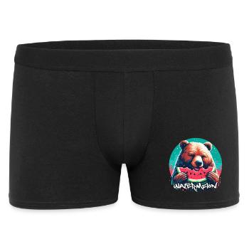 Wassermelone Bär lecker Geschenk - Männer Boxer Shorts - Schwarz - Vorne
