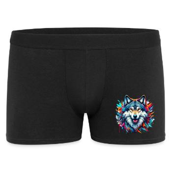 Wolf - Männer Boxer Shorts - Schwarz - Vorne