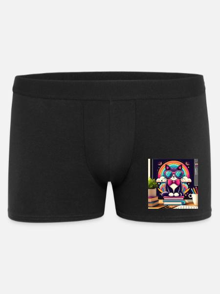 Studious cat with glasses - Men's Boxer Shorts - black