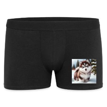 Siberian husky puppy in the snow - Men's Boxer Shorts - black - Front