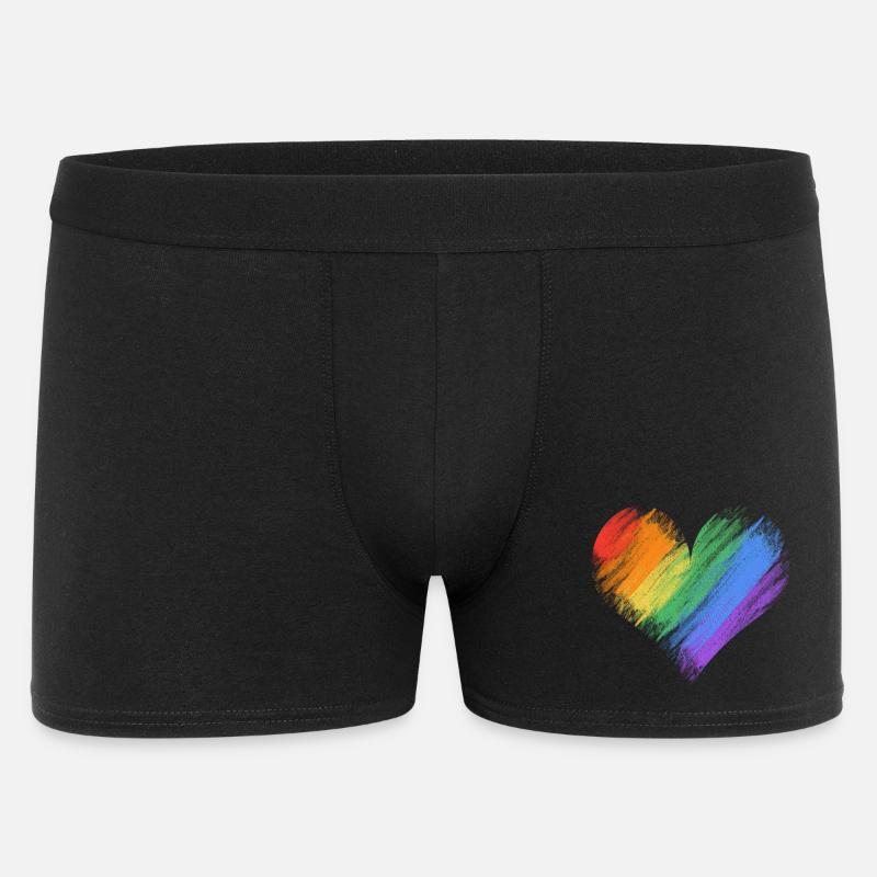 Regenbogenherz Pinselstrich - Männer Boxer Shorts - Schwarz