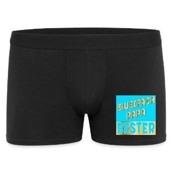 ZWEIFACH PAPA VATERTAG - Männer Boxer Shorts - Schwarz - Vorne