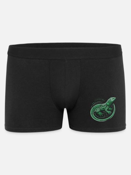 Eidechsen-Grüntöne, Aborigine-Motive, Tribal - Männer Boxer Shorts - Schwarz