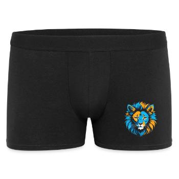 Farbenfroher Löwenkopf-Ikone - Männer Boxer Shorts - Schwarz - Vorne