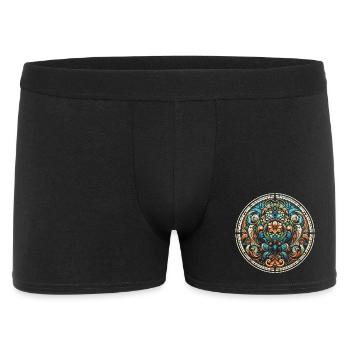 Stained glass window with a floral design - Men's Boxer Shorts - black - Front