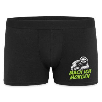 Mach ich morgen Faultier Spruch Prokrastination - Männer Boxer Shorts - Schwarz - Vorne