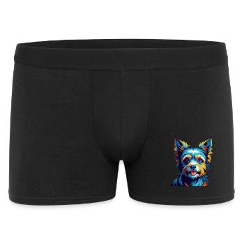 Biewer Terrier Hunderasse Bunte Karikatur Kawaii - Männer Boxer Shorts - Schwarz - Vorne