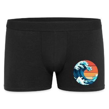 Japanische Welle - Männer Boxer Shorts - Schwarz - Vorne