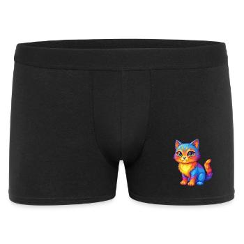 Chat coloré Kawaii Dessin animé Personnage Clipart - Boxer Homme - noir - Devant