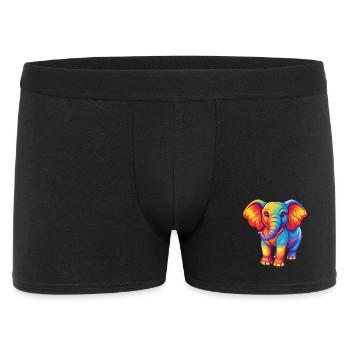 Elephant Colorful Kawaii Cartoon Character Clipart - Men's Boxer Shorts - black - Front