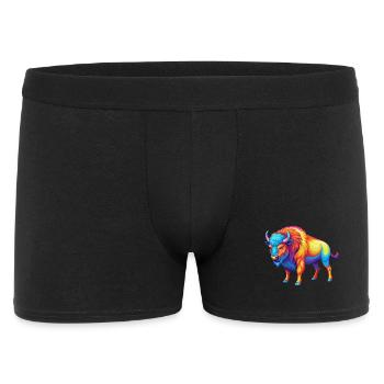 Bison coloré Kawaii Dessin animé Personnage Clipart - Boxer Homme - noir - Devant