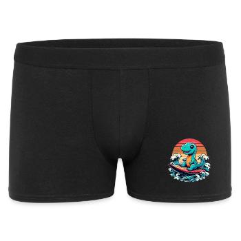 Süßer T-Rex Surfer Surferin Surfen Geschenk - Männer Boxer Shorts - Schwarz - Vorne