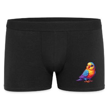 Sittich Bunte Kawaii Cartoon Figur Vogel - Männer Boxer Shorts - Schwarz - Vorne