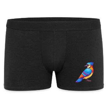 Blauhäher Bunte Kawaii Cartoon Figur Vogel - Männer Boxer Shorts - Schwarz - Vorne