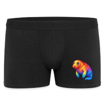 Manatee Colorful Kawaii Cartoon Sea Animal - Men's Boxer Shorts - black - Front
