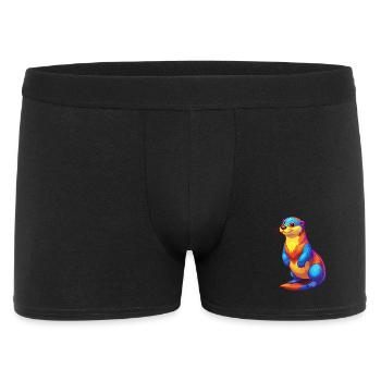 Loutre de mer Coloré Kawaii Dessin animé Animal marin - Boxer Homme - noir - Devant