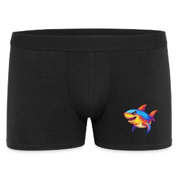 Shark Colorful Kawaii Cartoon Sea Animal - Men's Boxer Shorts - black - Front