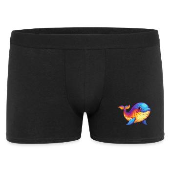Blauwal Bunt Kawaii Cartoon Meerestier - Männer Boxer Shorts - Schwarz - Vorne