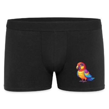 Rosella Bunte Kawaii Cartoon Figur Vogel - Männer Boxer Shorts - Schwarz - Vorne