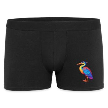 Great Blue Heron Colorful Kawaii Cartoon Bird - Men's Boxer Shorts - black - Front