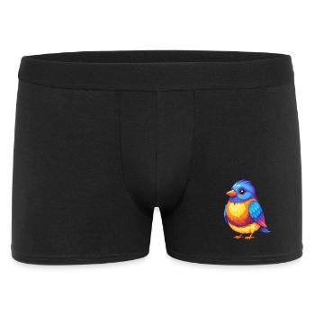 Fink, bunter Kawaii, Zeichentrickfigur, Vogel - Männer Boxer Shorts - Schwarz - Vorne
