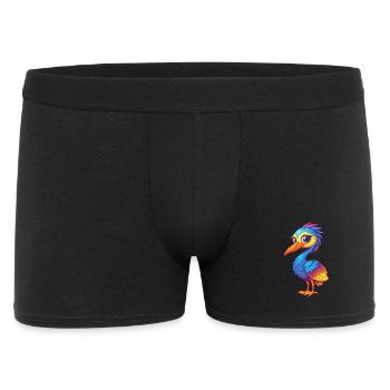 Kranich Bunte Kawaii Cartoon Figur Vogel - Männer Boxer Shorts - Schwarz - Vorne