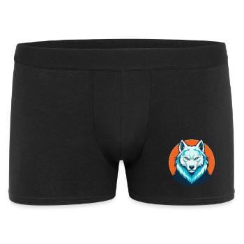 Arctic Wolf Cute Kawaii Cartoon Animal Pet Logo - Men's Boxer Shorts - black - Front
