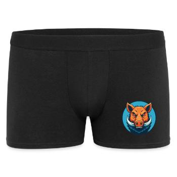 Boar Cute Kawaii Cartoon Clipart Animal Pet Logo - Men's Boxer Shorts - black - Front