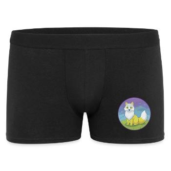 Polarfuchs Niedlich Kawaii Cartoon Clipart Tier Haustier - Männer Boxer Shorts - Schwarz - Vorne