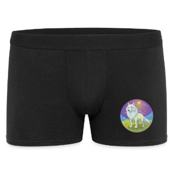Arctic Wolf Cute Kawaii Cartoon Clipart Animal Pet - Men's Boxer Shorts - black - Front