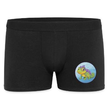 Chameleon Cute Kawaii Cartoon Clipart Animal Pet - Men's Boxer Shorts - black - Front
