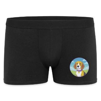 Beagle Hund Niedlich Kawaii Cartoon Clipart Tier Haustier - Männer Boxer Shorts - Schwarz - Vorne
