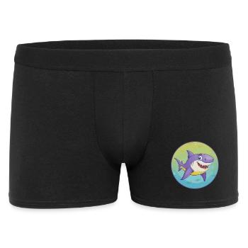 requin mignon kawaii dessin animé clipart animal de compagnie - Boxer Homme - noir - Devant